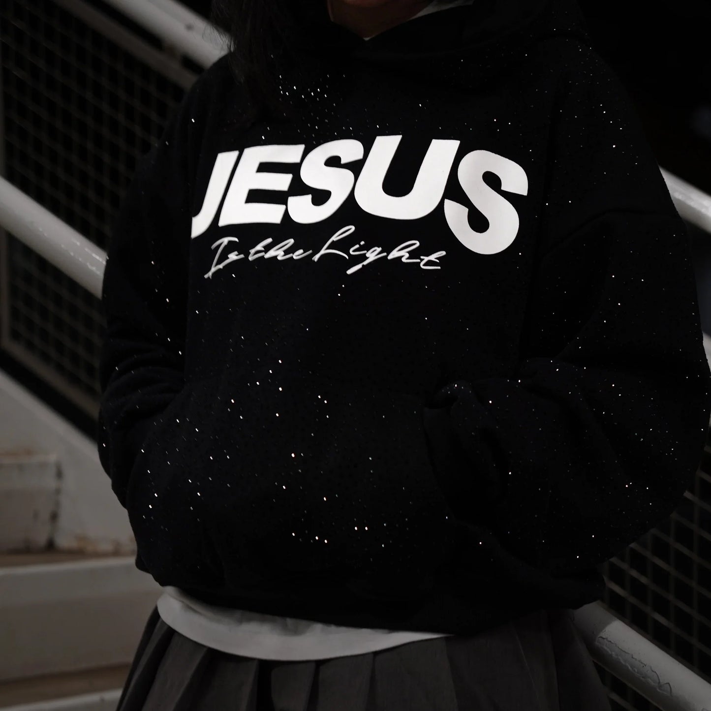 "Jesus is The Light" Rhinestone Hoodie